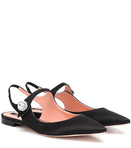 Castaer Embellished Satin Ballet Flats