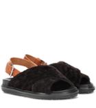 Norma Kamali Leather And Lamb Fur Sandals