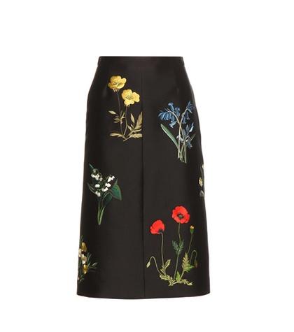 Stella Mccartney Embroidered Cotton And Silk-blend Skirt