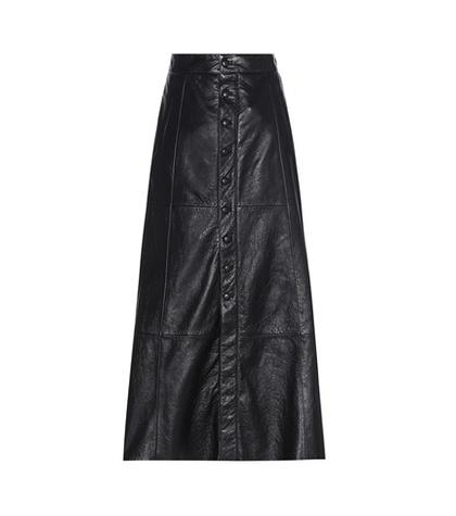 Saint Laurent Leather Midi Skirt