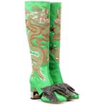 Gucci Dragon Embellished Satin Boots