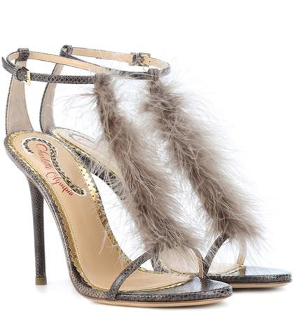 Charlotte Olympia Provocateur Feather-trimmed Sandals