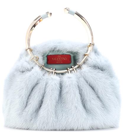 Valentino Valentino Garavani Bebop Loop Mink Fur Clutch