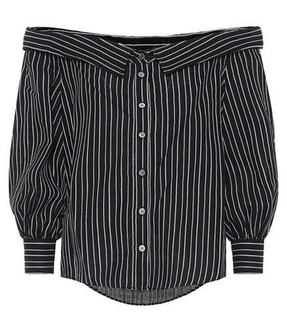Veronica Beard Brita Striped Linen-blend Top
