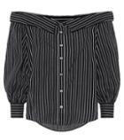 Veronica Beard Brita Striped Linen-blend Top