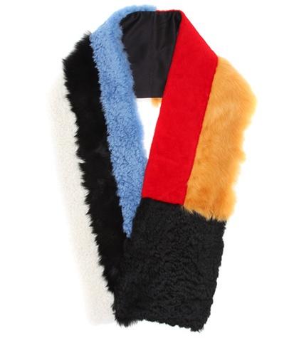 Marni Color-blocked Lamb Fur Scarf