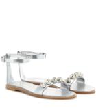 Miu Miu Embellished Metallic Leather Sandals