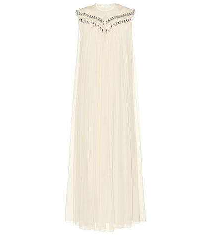 Chlo Embellished Silk Midi Dress