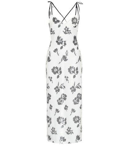 Self-portrait Floral Sequined Midi Dress