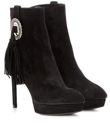 Saint Laurent Janis 80 Concho Suede Ankle Boots