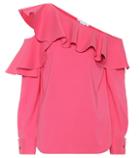Oscar De La Renta One-shoulder Silk-blend Blouse