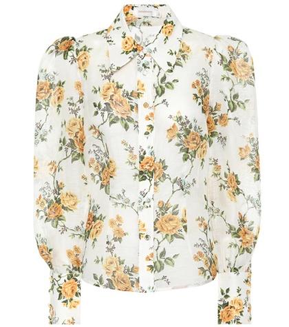 Zimmermann Golden Linen And Silk Blouse