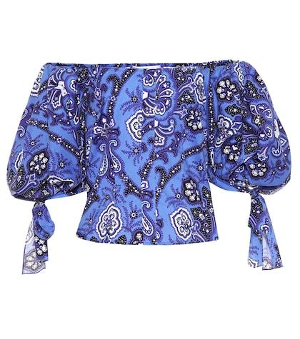 Caroline Constas Nella Printed Stretch Cotton Top