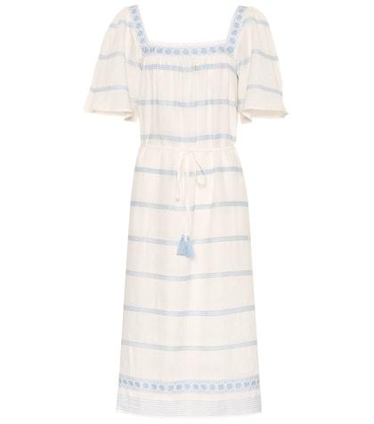 Tory Burch Embroidered Linen And Cotton Dress