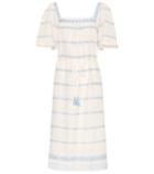 Tory Burch Embroidered Linen And Cotton Dress