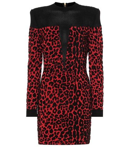 Balmain Open-knit And Leopard Dress