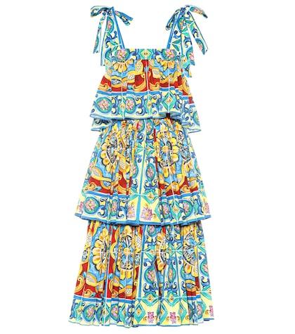 Dolce & Gabbana Tiered Printed Stretch Cotton Dress