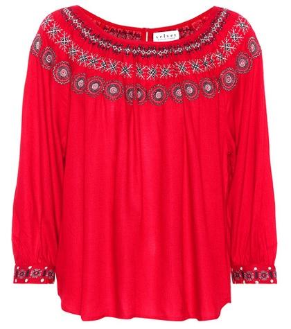 Velvet Embroidered Top