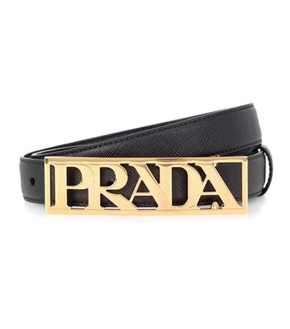 Prada Leather Logo Belt