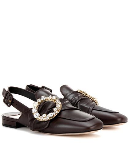 Dorothee Schumacher Embellished Slingback Leather Loafers