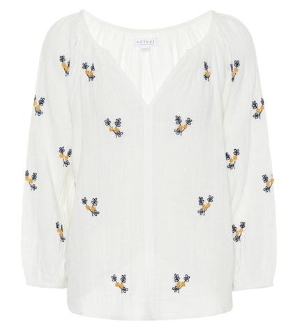 Velvet Selma Embroidered Cotton Top