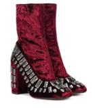 Samuele Failli Bea Embellished Velvet Ankle Boots