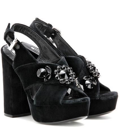Mcq Alexander Mcqueen Velvet Embellished Platform Sandals