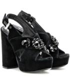 Mcq Alexander Mcqueen Velvet Embellished Platform Sandals