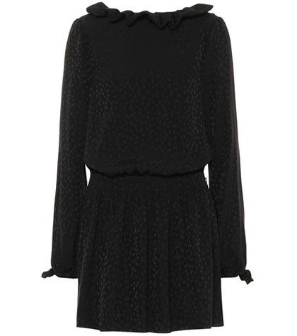 Saint Laurent Long-sleeved Silk Minidress