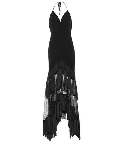 Diane Von Furstenberg Fringed Crêpe And Satin Dress
