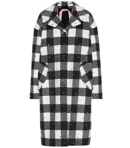 N21 Checked Wool-blend Coat