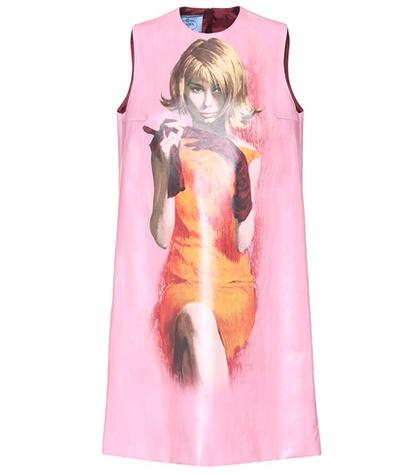 Prada Printed Faux-leather Dress