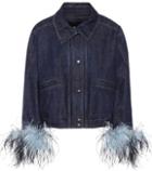 Camilla Feather-trimmed Denim Jacket