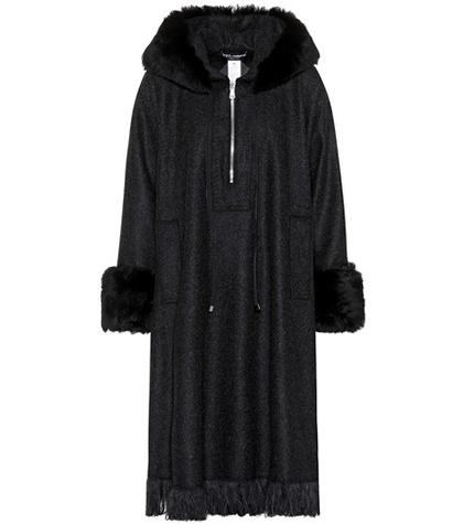 Dolce & Gabbana Fur-trimmed Alpaca-blend Coat