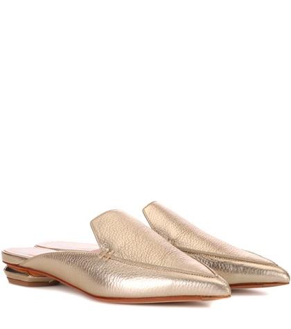 Valentino Beya Metallic Leather Mules
