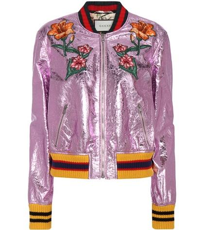 Gucci Metallic Leather Bomber Jacket