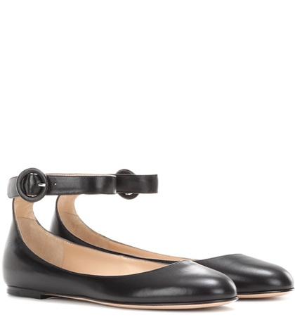 Gianvito Rossi Virna Flat Leather Ballerinas