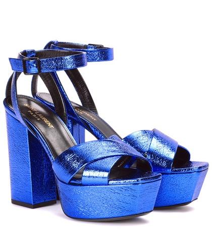 Linda Farrow Farrah 80 Metallic Leather Plateau Sandals