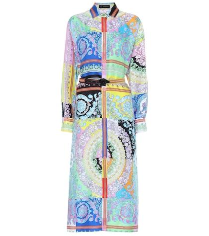Versace Printed Silk-twill Midi Dress