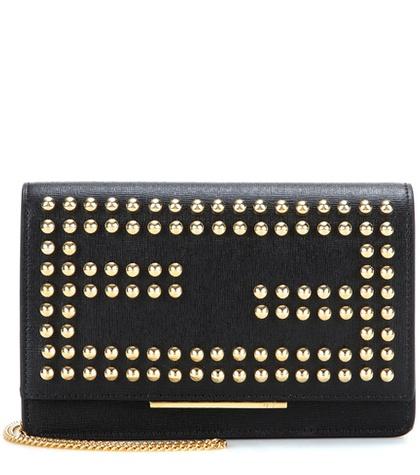 Fendi Tube Embellished Leather Shoulder Bag