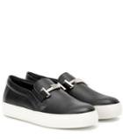 Tod's Double T Leather Slip-on Sneakers