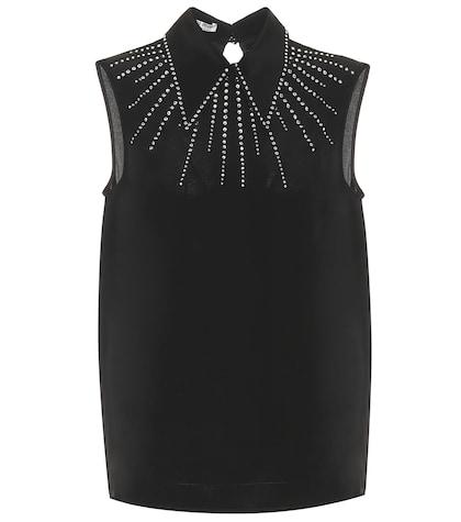 Miu Miu Embellished Silk Top