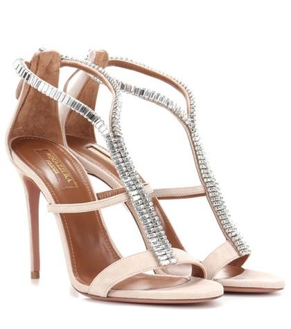 Aquazzura Constance 105 Crystal-embellished Suede Sandals