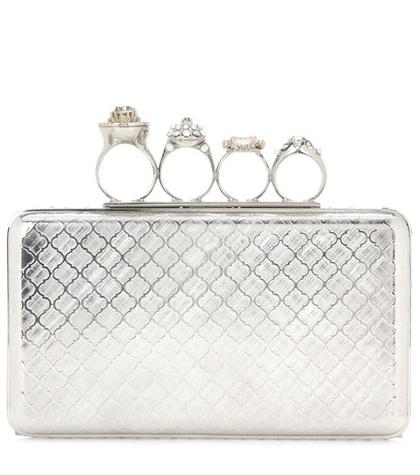 Chlo Knuckle Embellished Brass Box Clutch