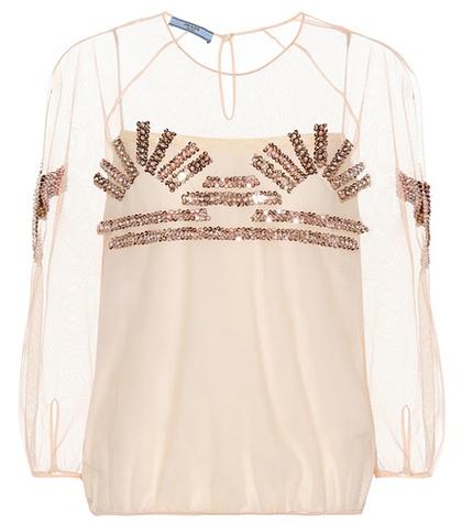 Prada Embellished Tulle Blouse