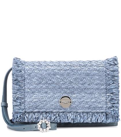Jimmy Choo Florence Raffia And Suede Shoulder Bag