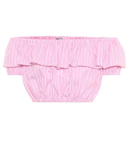 Miu Miu Striped Cotton Crop Top