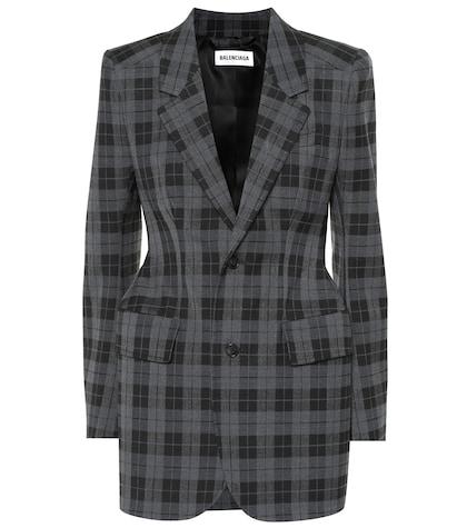 Balenciaga Hourglass Checked Wool-blend Blazer