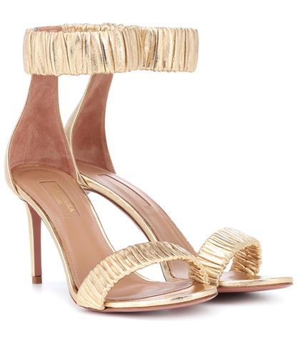 Aquazzura Liberty 85 Metallic Leather Sandals