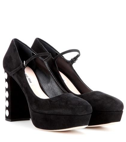 Miu Miu Embellished Suede Pumps
